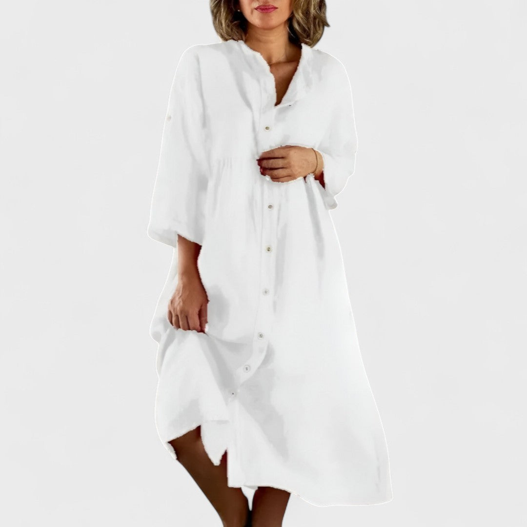Isa - Cotton and linen shirt dress