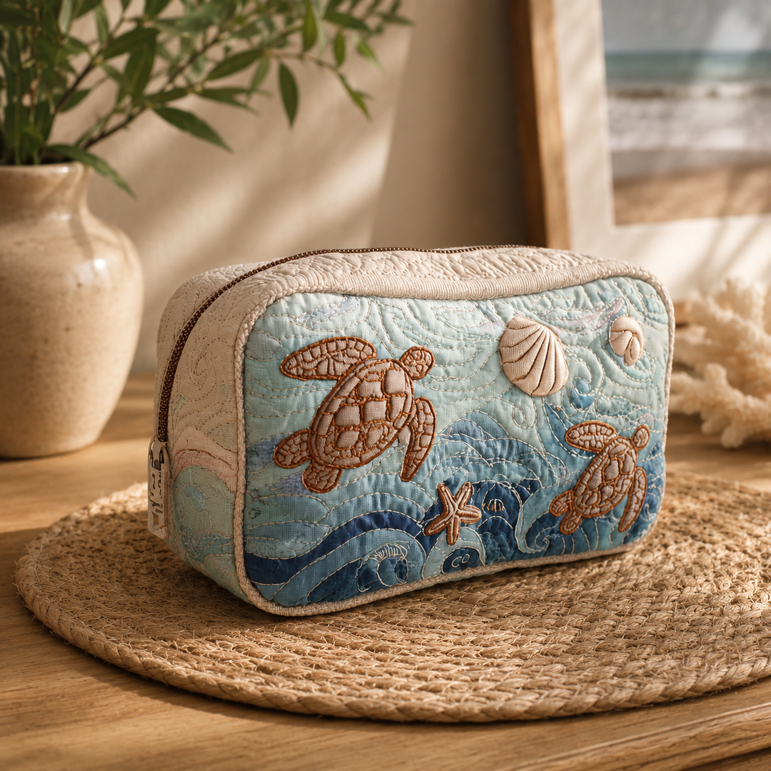 Sea Turtle Quilted Makeup Bag