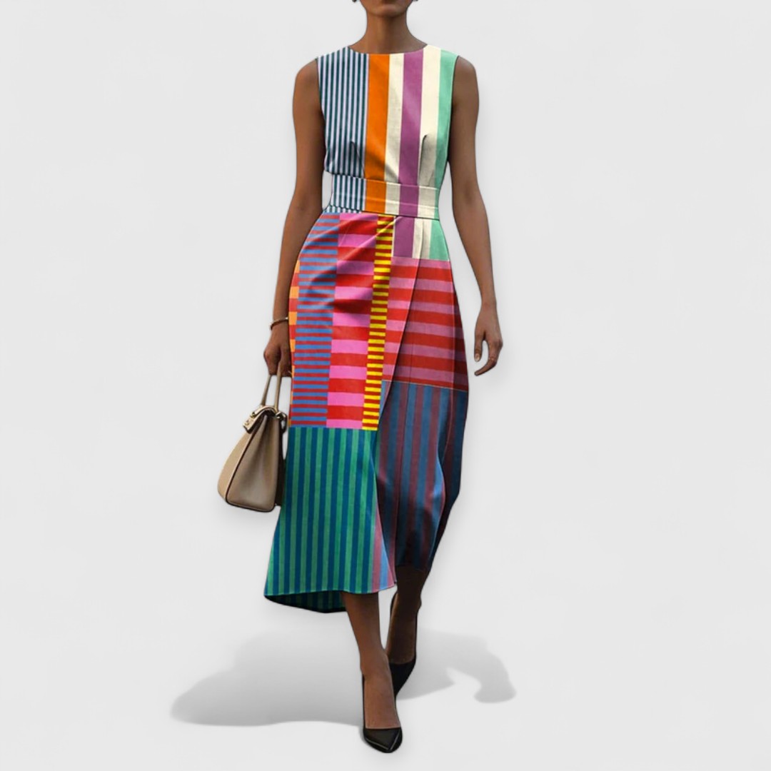 Tiffany – Multicolor Sleeveless Striped Dress