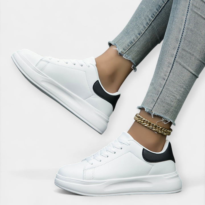 Stela - White Leather Sports Shoes