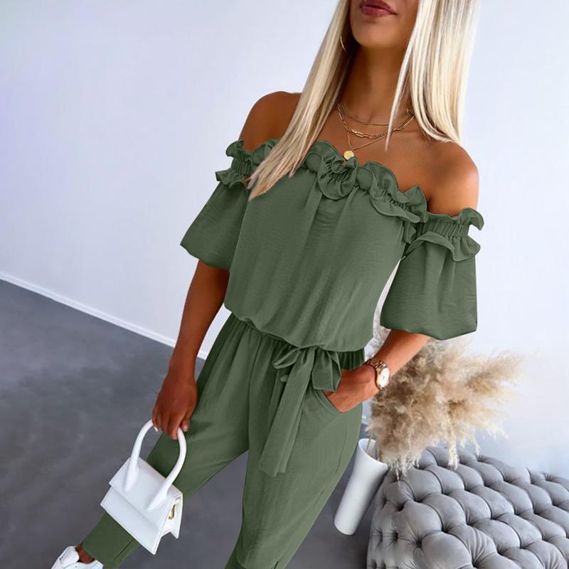 Nikola – Elegant jumpsuit with bare shoulders and a tie at the waist