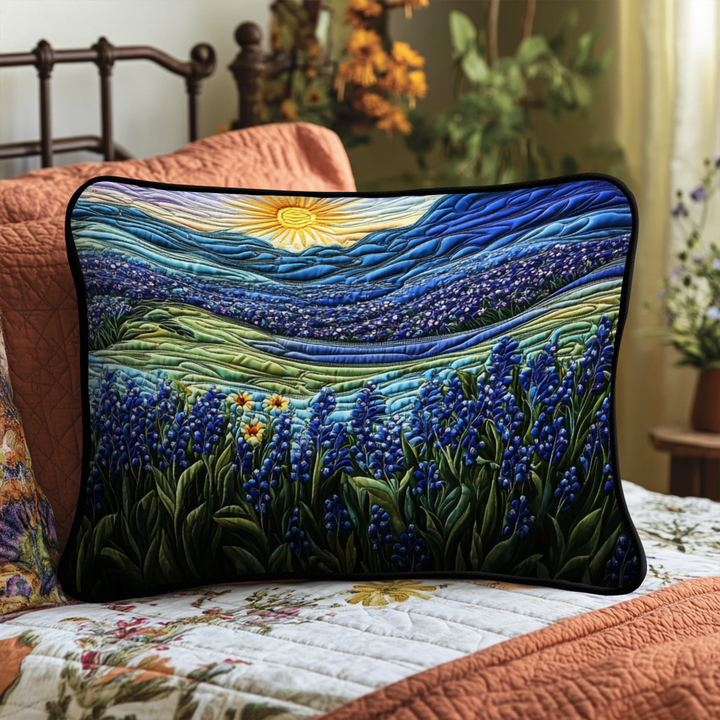 Sunset Bluebonnet Quilted Bedding Pillow Case