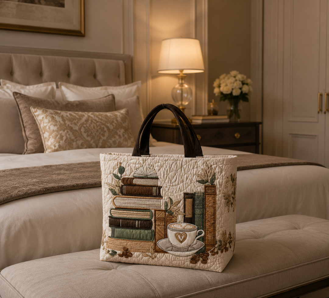 Quilted Tote Bag - Coffee Chapter