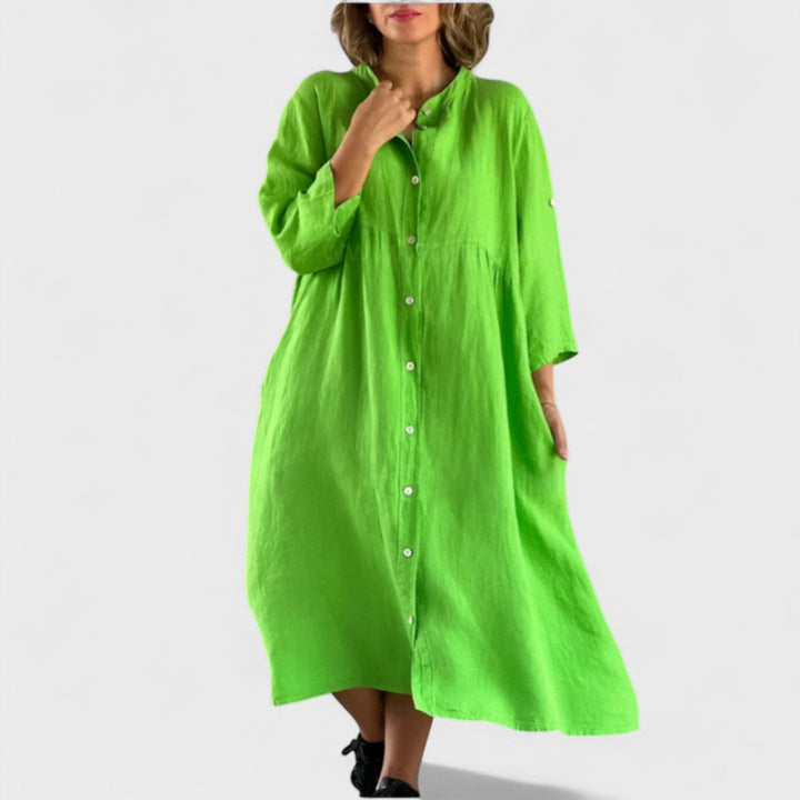 Isa - Cotton and linen shirt dress