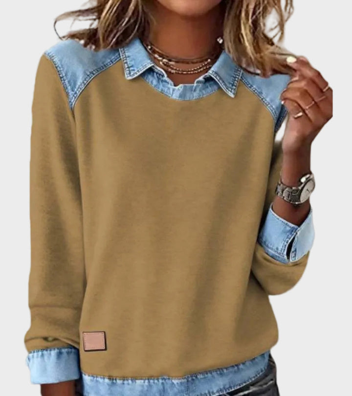 Ravit - Woven denim blouse with long sleeves