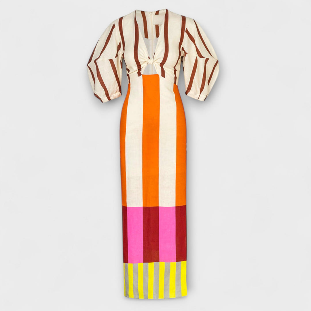 Kaya - Maxi dress with a neckline and balloon sleeves