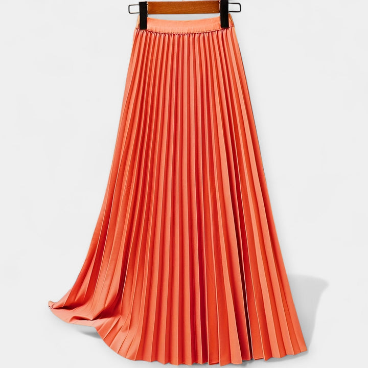 Veronika - Long pleated satin skirt