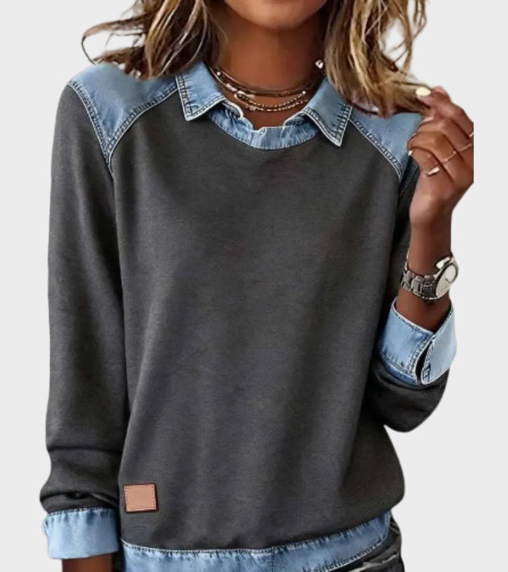 Ravit - Woven denim blouse with long sleeves