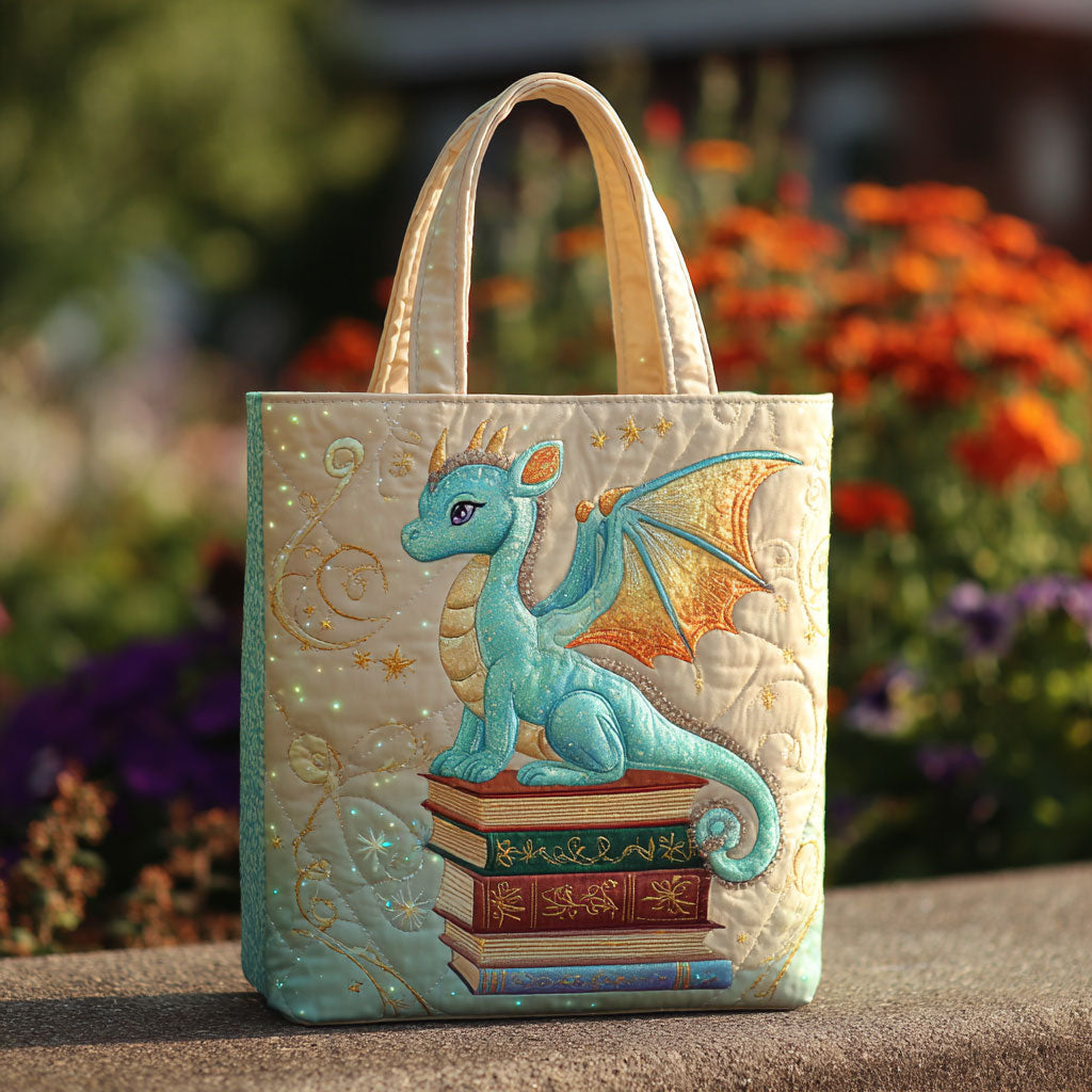 Dragon Book Quilted Tote Bag