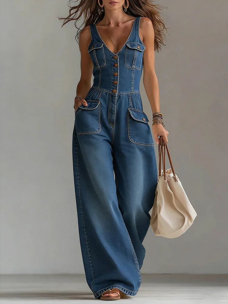 Sylwia - Loose Denim Jumpsuit