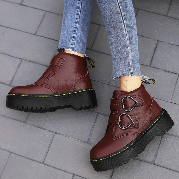 Heart Buckle Ankle Boots
