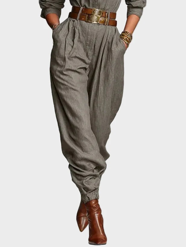 Magda - Cotton and linen jumpsuit with long sleeves