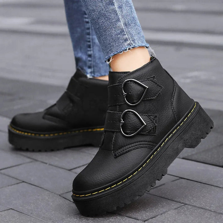 Heart Buckle Ankle Boots