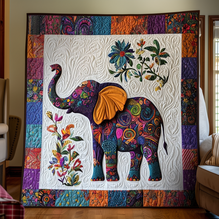 Elephant Jubilee Quilted Blanket