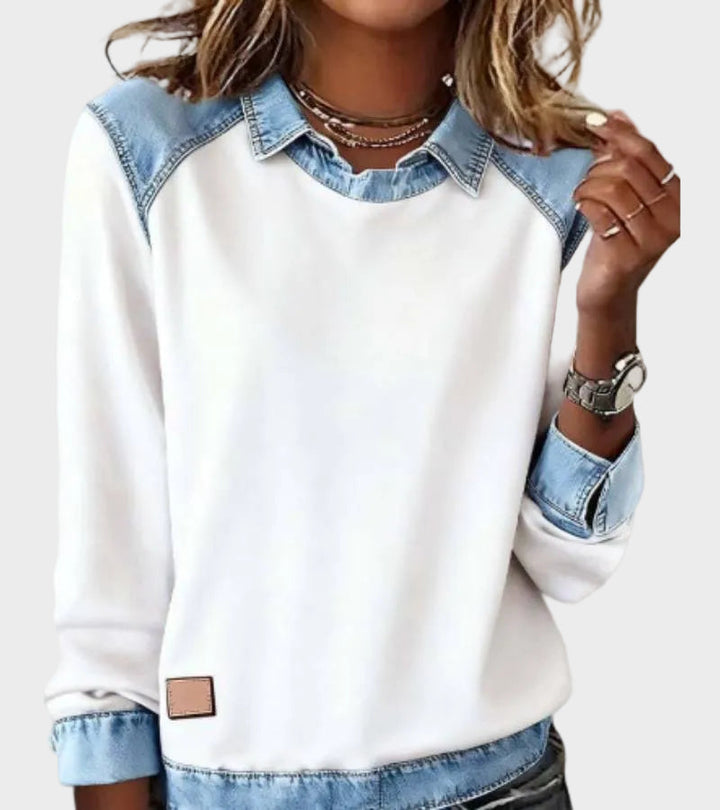 Ravit - Woven denim blouse with long sleeves