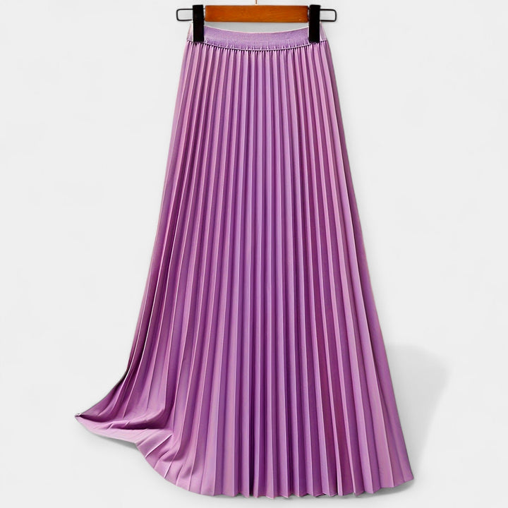 Veronika - Long pleated satin skirt