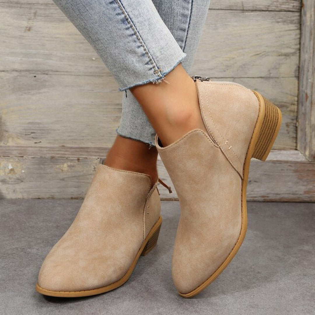 Back Zip Ankle Boots