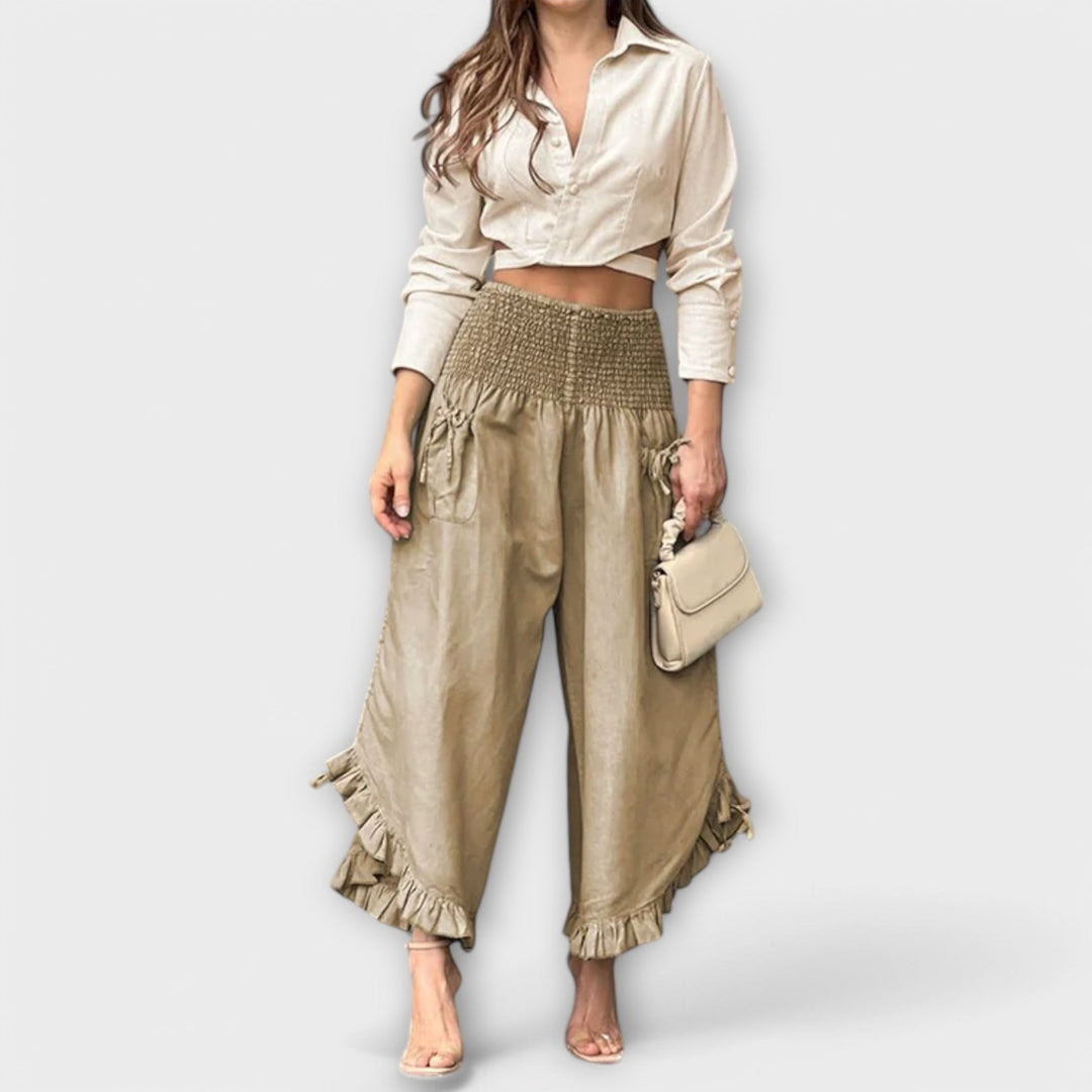 Jaya - Loose linen pants with fashionable folds