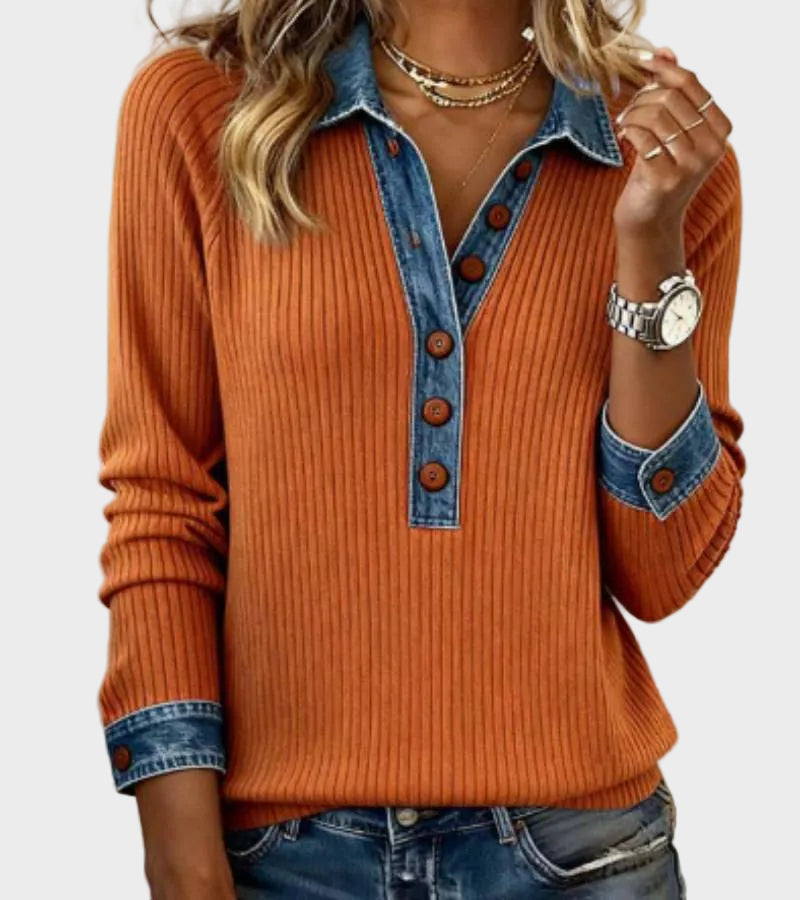 Ravit - Woven denim blouse with long sleeves