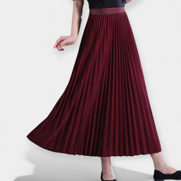 Veronika - Long pleated satin skirt