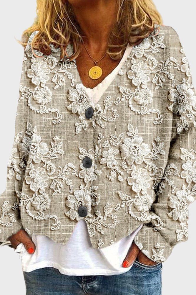 Meda - Sweater with Flower Petal Thread