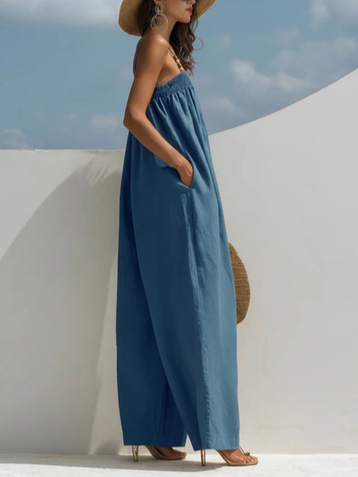 Magdalena - Wide Leg Denim Jumpsuit