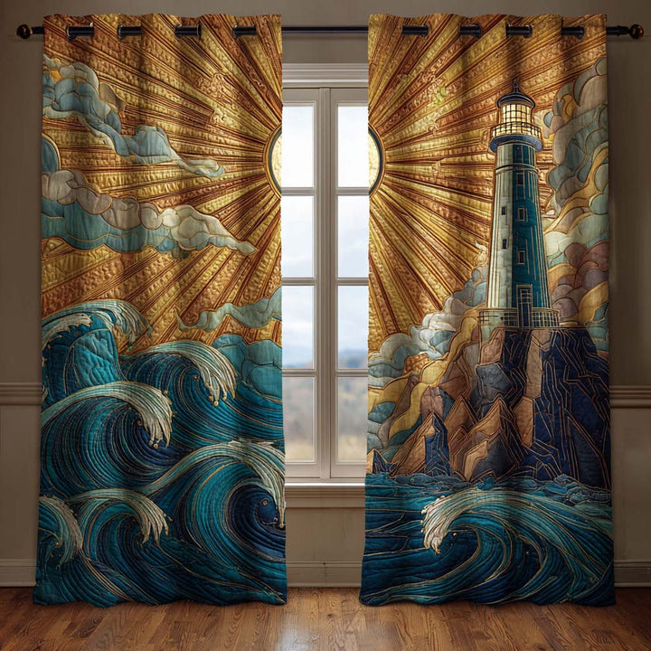 Abyssal Lighthouse Quilted Curtains