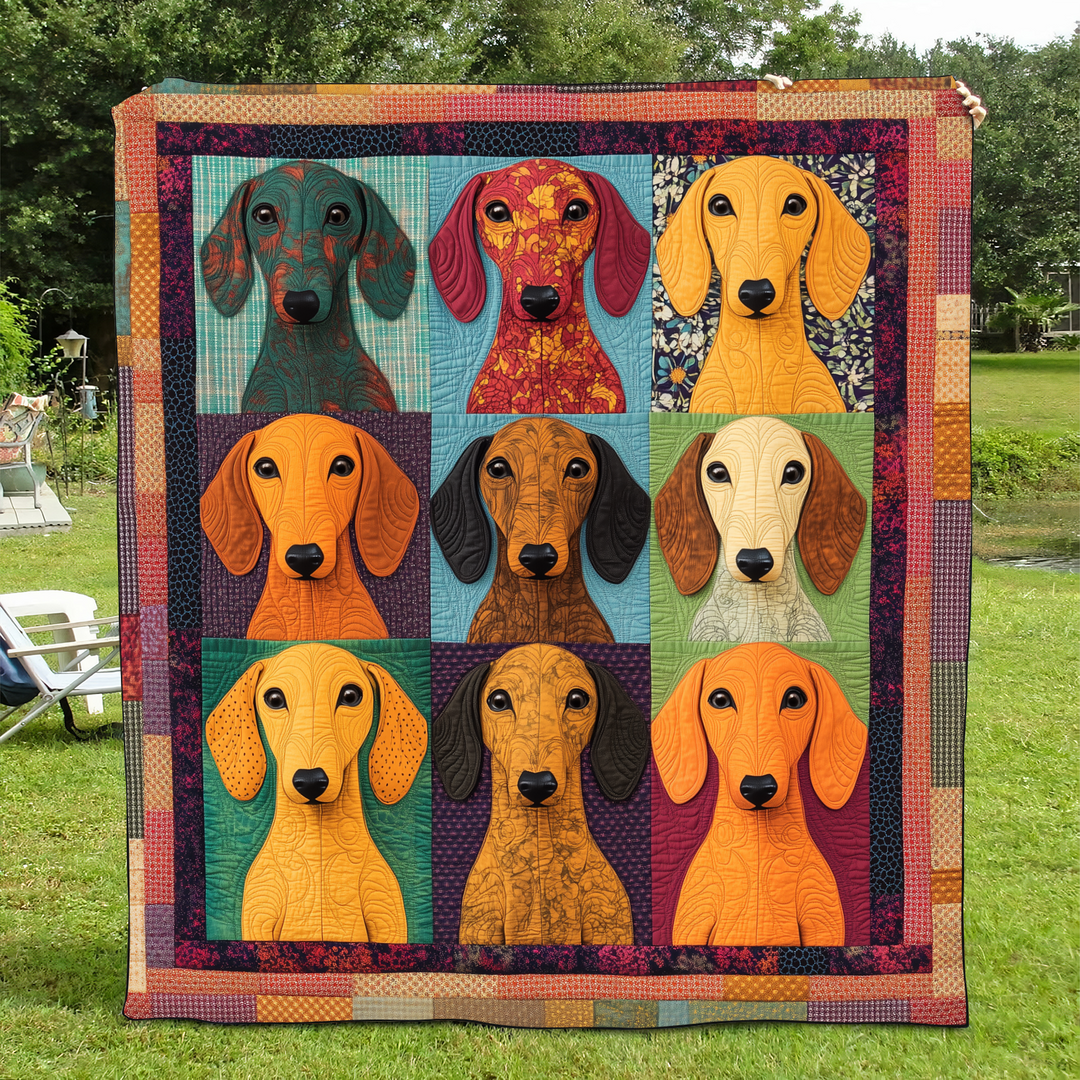 Adorable Dachshund Quilted Blanket