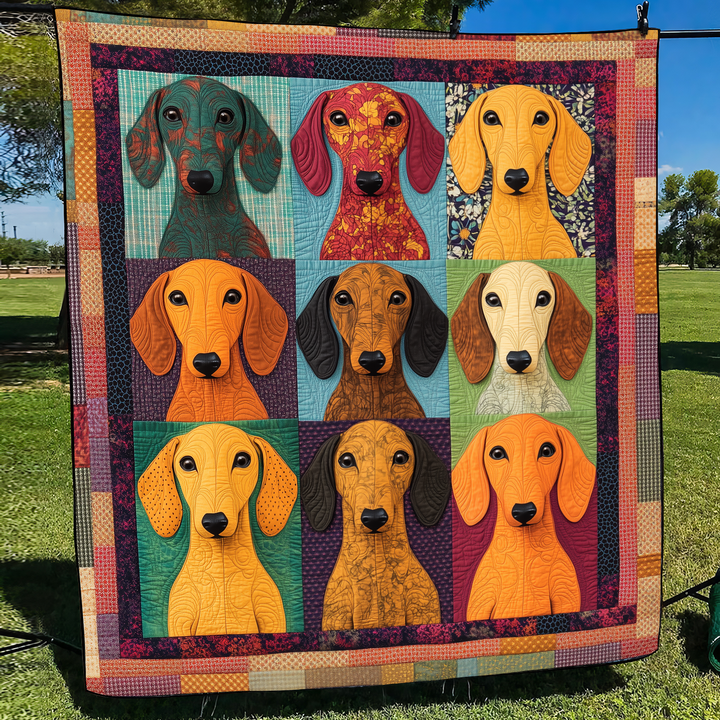 Adorable Dachshund Quilted Blanket