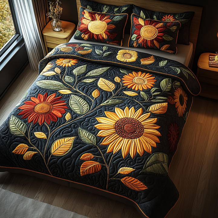 Amber Glow 3-Piece Quilted Bedding Set