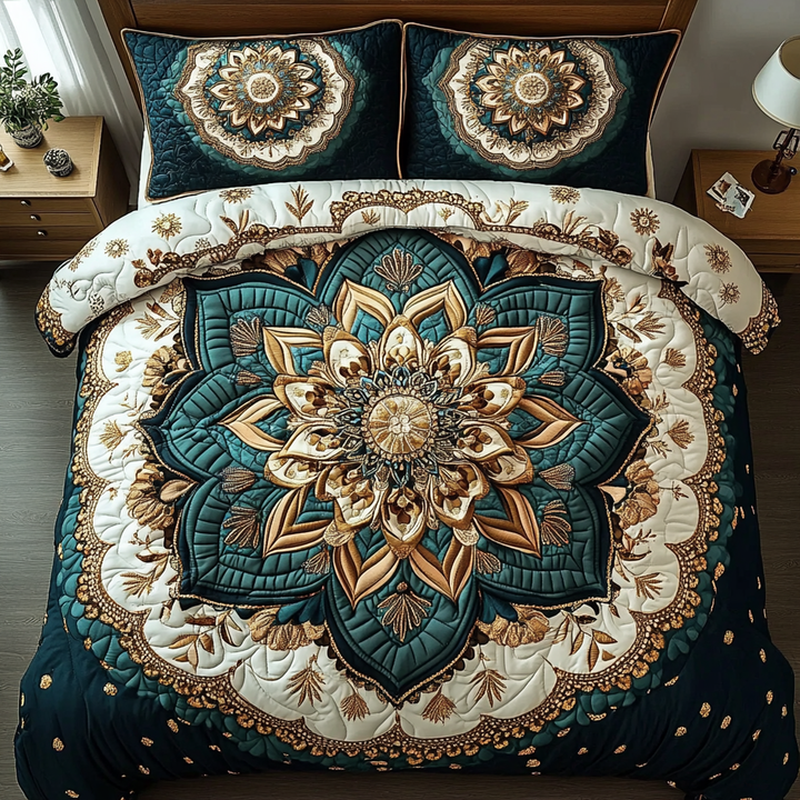 Amber Serenity 3-Piece Quilted Bedding Set