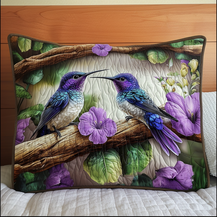 Amethyst Lovebirds Quilted Bedding Pillow Case