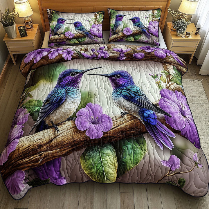 Hummingbird 3-Piece Quilted Bedding Set