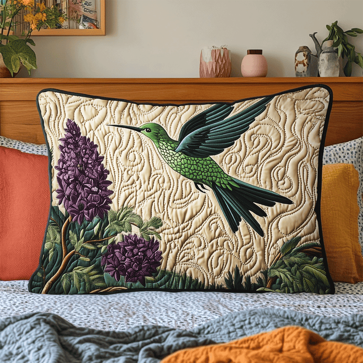 Antique Hummingbird Quilted Bedding Pillow Case