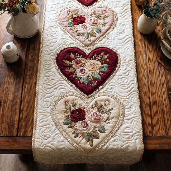Antique Rose Quilted Table Runner