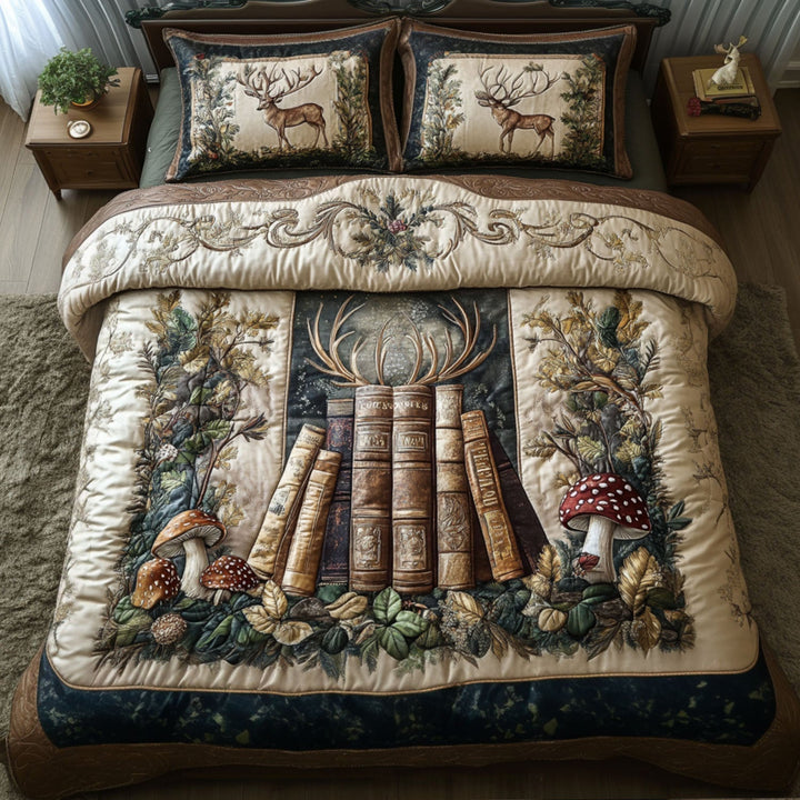 Vintage Books 3-Piece Quilted Bedding Set