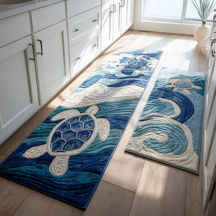 Aqua Calm Kitchen Area Rug