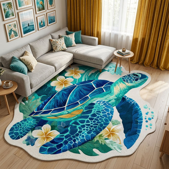 Aqua Journey Custom Shape Area Rug