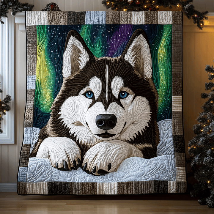 Arctic Husky Dream Quilted Blanket