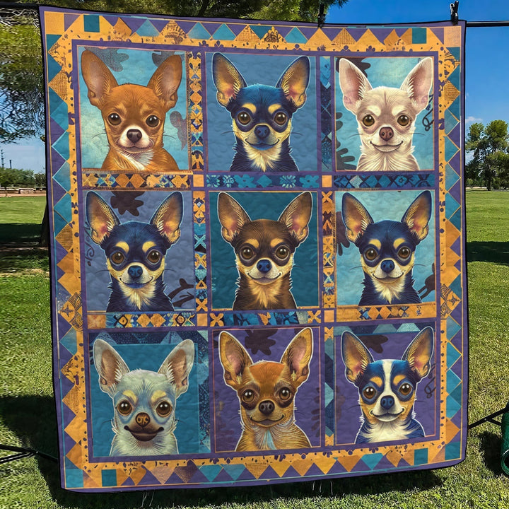 Artistic Chihuahua Quilted Blanket