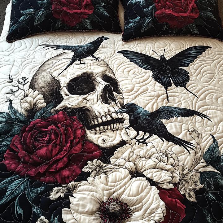 Artistic Skull 3-Piece Quilted Bedding Set