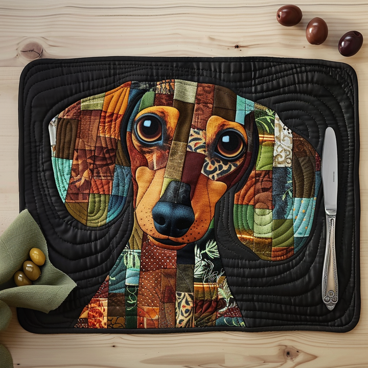 Autumn Patchwork Dachshund Quilted Placemat