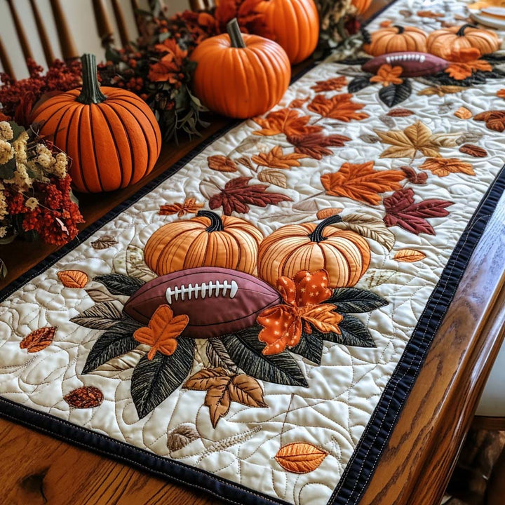 Autumn Football Bliss Quilted Table Runner