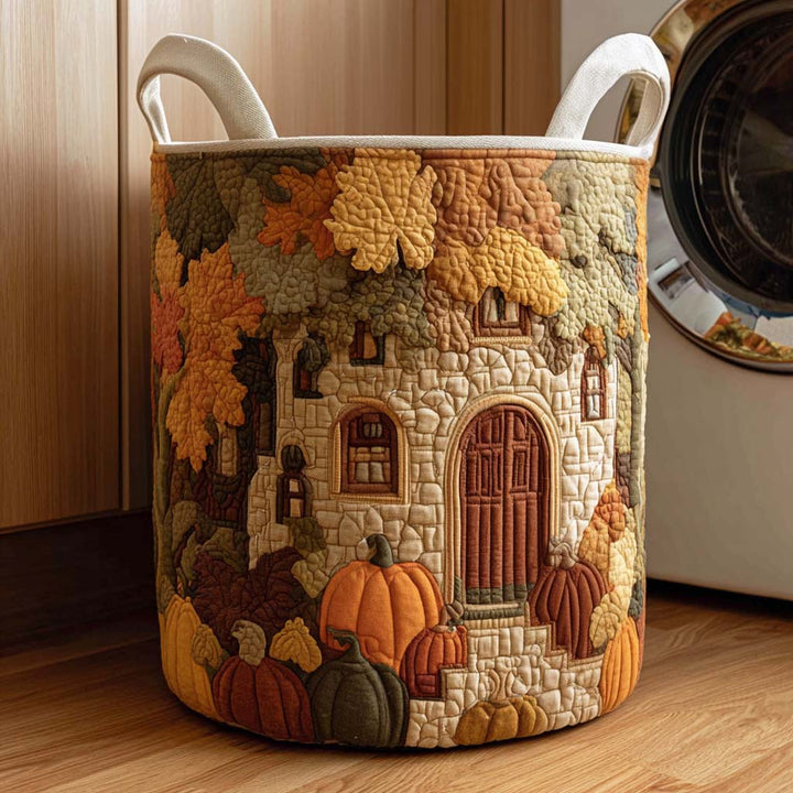 Autumn Leaves Dance Quilted Laundry Basket