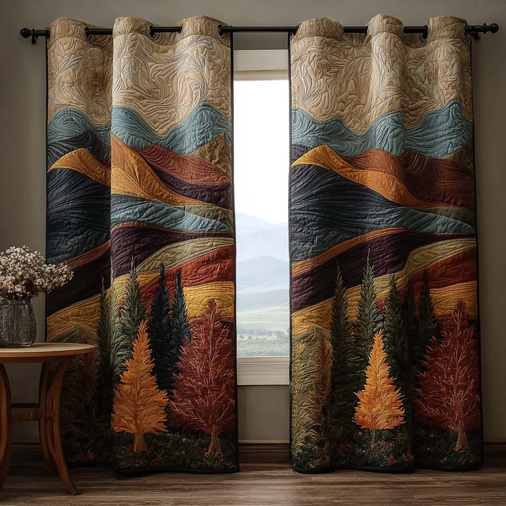 Autumn Mountain Pine Quilted Curtains