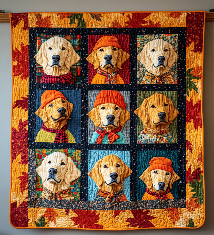 Autumn Vibes & Retriever Love Quilted Blanket