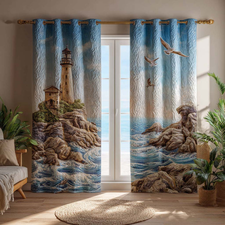 Azure Lighthouse Quilted Curtains