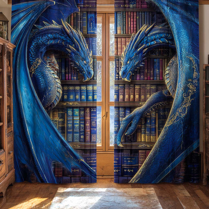 Azure Sky Serpents Quilted Curtains