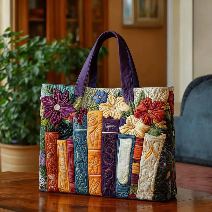 Quilted Tote Bag - Book Lover