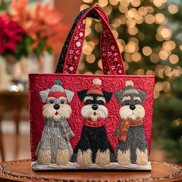 Quilted Tote Bag - Schnauzer Trio